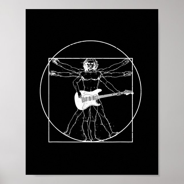 Elektrisches Gitarrenmusikgeschenk Da Vinci Zeichn Poster (Vorne)