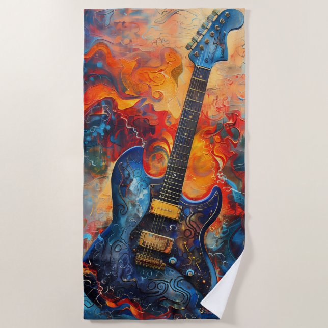 Elektrisches Guitar Art Beach Handtuch (Vorderseite)