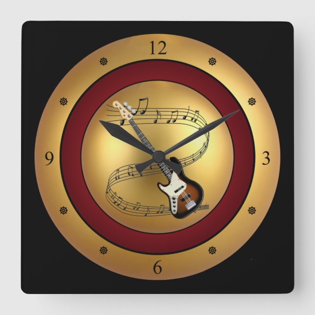 Elektrisches Guitar~Musical Quadratische Wanduhr (Vorderseite)