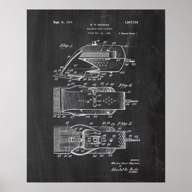 Elektrisches Haarfahne-Patent Poster (Vorne)