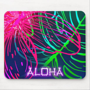 Elektrisches Luau Tropische Nacht Neon Aloha Parad Mousepad