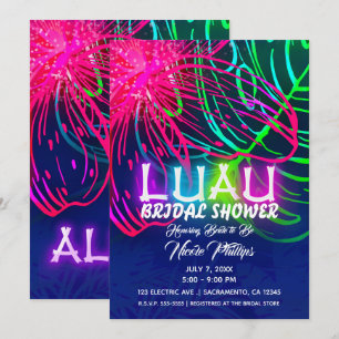 Elektrisches Luau Tropische Nacht Neon-Brautjungge Einladung