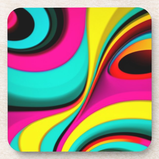 Elektrisches Neon psychedelisches Design Getränkeuntersetzer (Vorderseite)