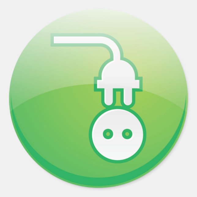 Elektrisches Plug-Symbol Runder Aufkleber (Vorderseite)