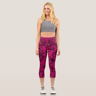 Elektrisches Rosa und Schwarzes Abstraktes Marmor  Capri Leggings