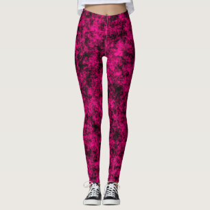 Elektrisches Rosa und Schwarzes Abstraktes Marmor  Leggings