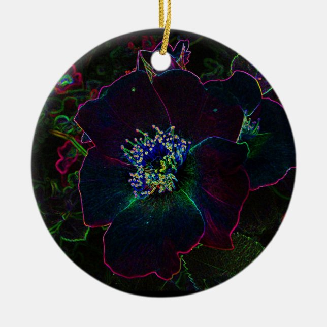 Elektrisches Rosen-Weihnachten Keramikornament (Vorne)