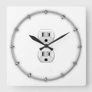 Elektrisches Stecker-Klicken, zum des Farbdekors Quadratische Wanduhr
