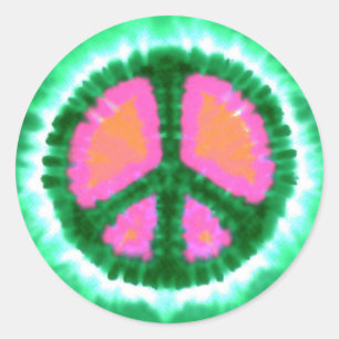 Elektrisches Tie-Dye-Friedenszeichen Runder Aufkleber