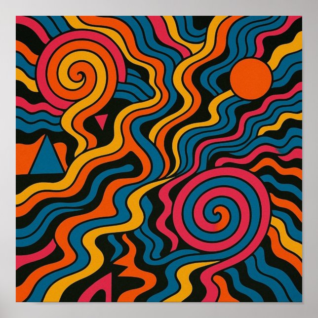Elektrisches Vintages Chaos im psychedelischen Spi Poster (Vorne)