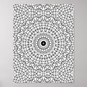 Elektrisches Zickzack-Herzstoß-Kaleidoskop-Mandala Poster