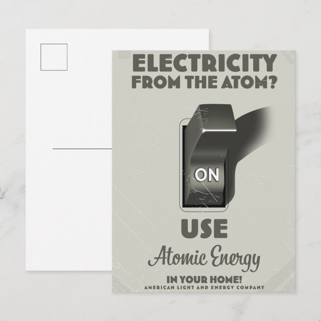 Elektrizität aus dem Atom Einladungspostkarte (Vorne/Hinten)
