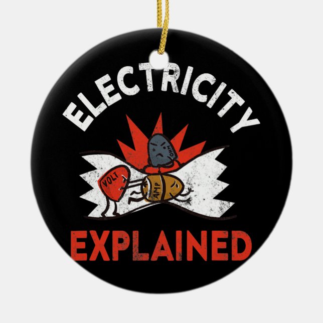 Elektrizität erklärt Physik Electrician Volt Keramik Ornament (Vorne)