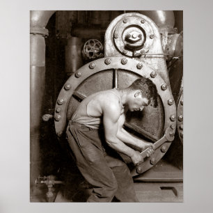 Elektrizitätskraftwerk Worker, 1920. Vintages Foto Poster