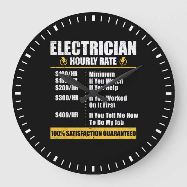 Elektrizitätsstundentarif Funny Lineman Vater Retr Große Wanduhr (Vorderseite)