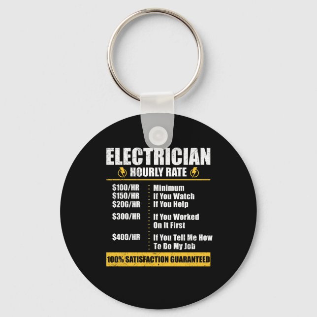 Elektrizitätsstundentarif Funny Lineman Vater Retr Schlüsselanhänger (Vorderseite)