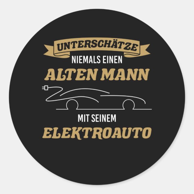 Elektroauto Elektro Auto Mobiliar für E-Mobilität Runder Aufkleber (Vorderseite)