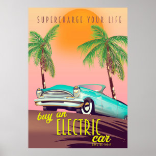 Elektroauto Vintag Kommerziell Poster