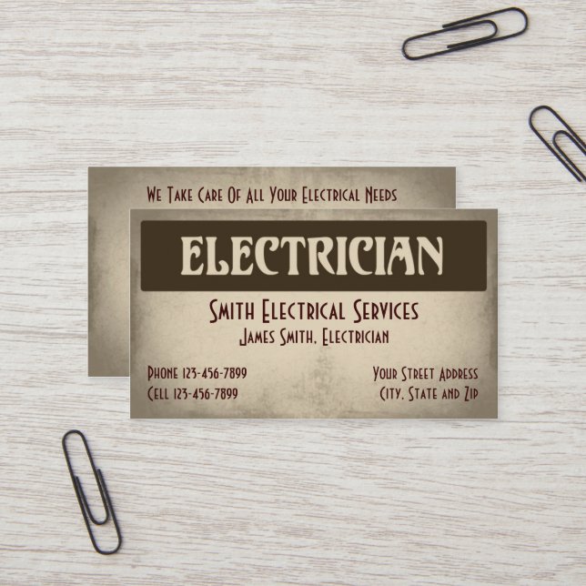 Elektrobetriebskarte Visitenkarte (Vorderseite/Rückseite Beispiel)
