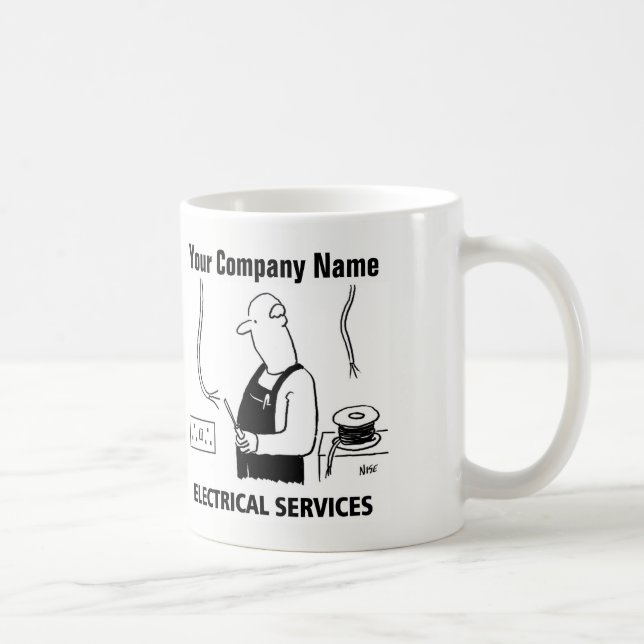 Elektrodienstleistungen. Elektriker Kaffeetasse (Rechts)