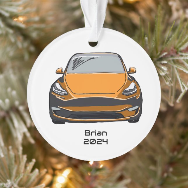 Elektrofahrzeug SUV Orange Handgezeichnete Skizze Ornament (Baum)