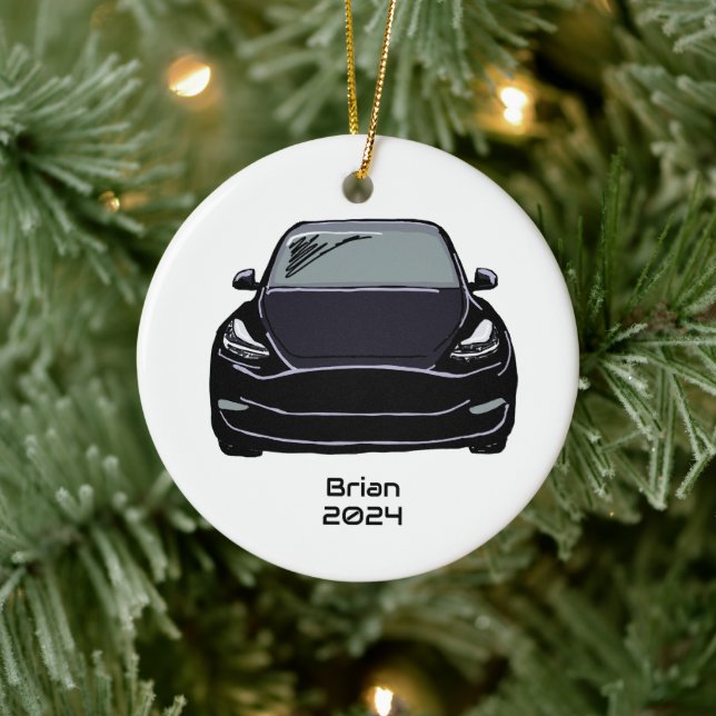 Elektrofahrzeug SUV Schwarze Handzeichnung Keramik Ornament (Baum)