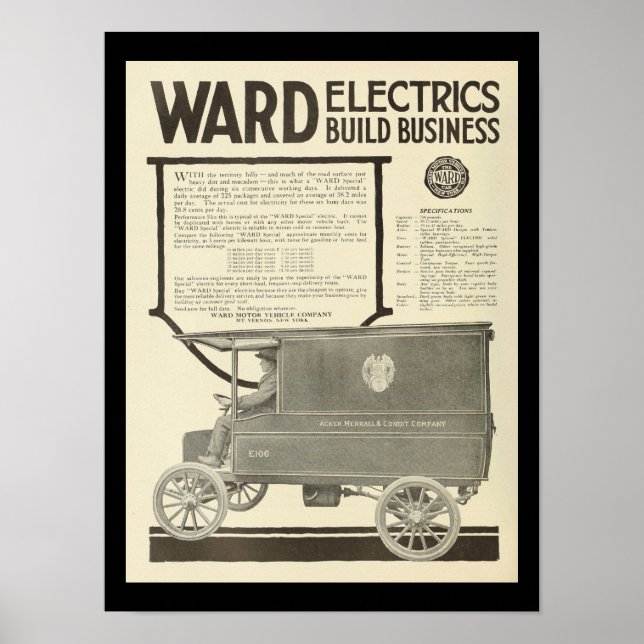 Elektrofahrzeuge Kraftfahrzeuge Vintage Lastkraftw Poster (Vorne)