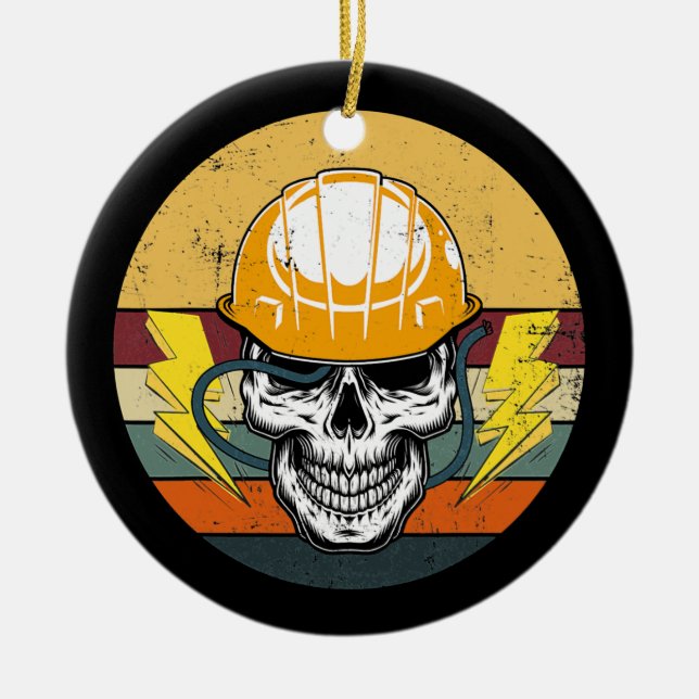 Elektroingenieur Retro Electrical Skull Keramik Ornament (Vorne)