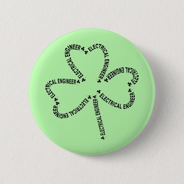 Elektroingenieur Text Shamrock Button (Vorderseite)