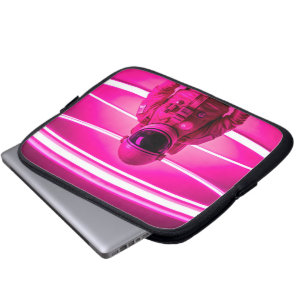 Elektronik-Bag-Astronaut auf einem rosa Neonunterg Laptopschutzhülle