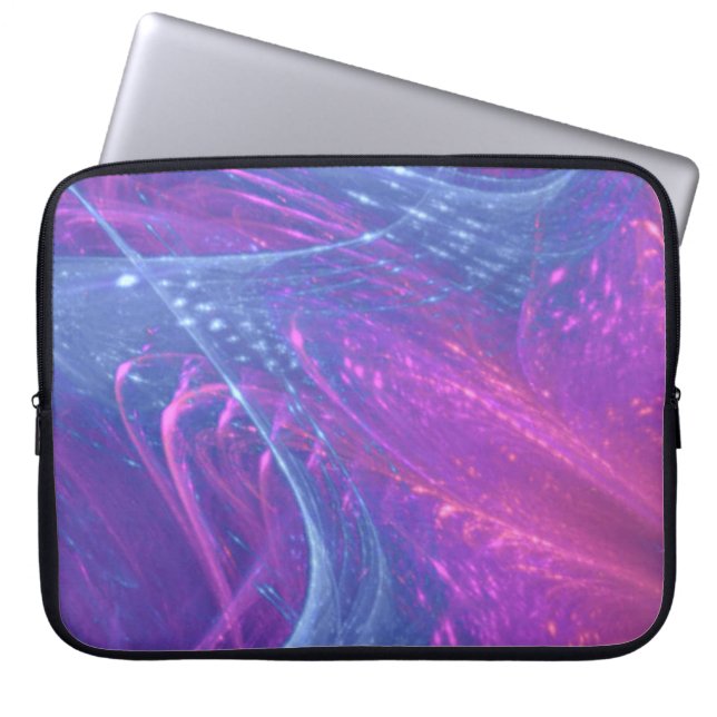 Elektronik Bag Blue Magenta Asymmetrisches Fraktal Laptopschutzhülle (Vorderseite)