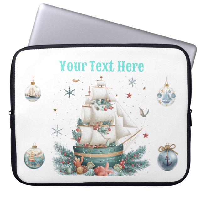 Elektronik-Bag-"Nautische Weihnachtsnachtsschläfch Laptopschutzhülle (Vorderseite)