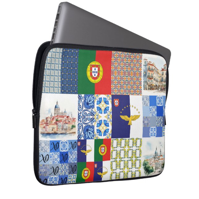 Elektronik-Beutel mit portugiesischer Flagge und A Laptopschutzhülle (Vorne Rechts)