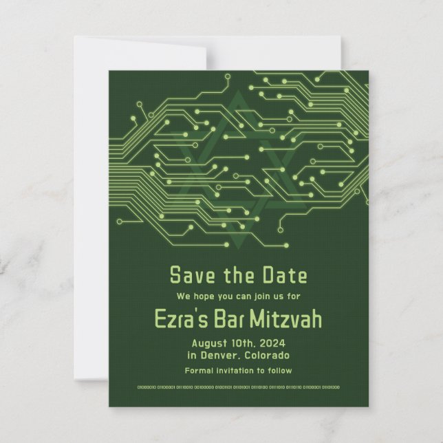Elektronische Computerplatine Bar Mitzvah Save The Date (Vorderseite)