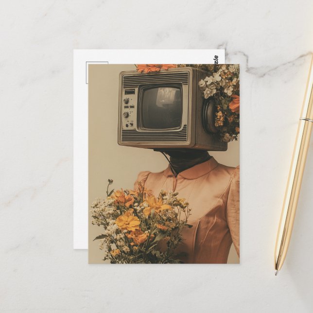 Elektronische Frau  Postkarte (Vorderseite/Rückseite Beispiel)