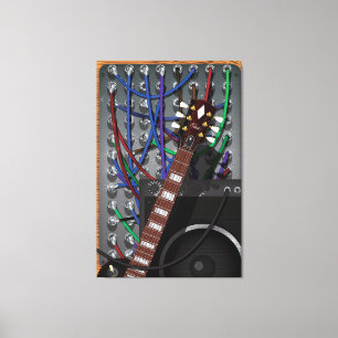 Elektronische Gitarre und musikalische Amp Leinwanddruck