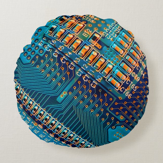 Elektronische Leiterplatte nah. Computer, Semico Rundes Kissen (Vorderseite)