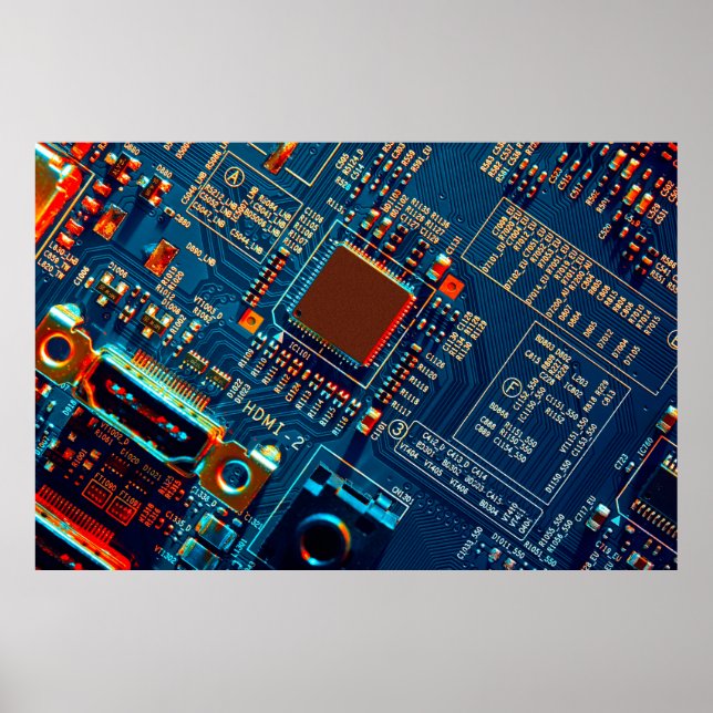 Elektronische Leiterplatte nah. elektronisch,mikro Poster (Vorne)