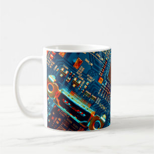 Elektronische Leiterplatte Nahaufnahme. elektronis Kaffeetasse