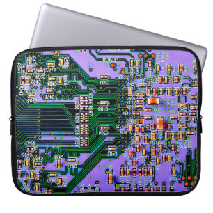Elektronische Leiterplatte Nahaufnahme. Hintergrun Laptopschutzhülle