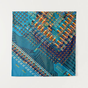 Elektronische Platine nah. Computer, Semico Wandteppich