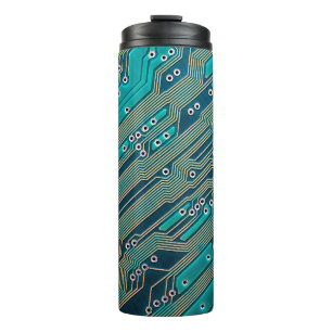 Elektronische Platine nah. Hintergrund, bob Thermosbecher