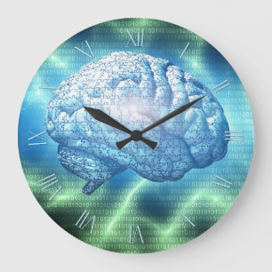 Elektronisches Gehirndesign Große Wanduhr