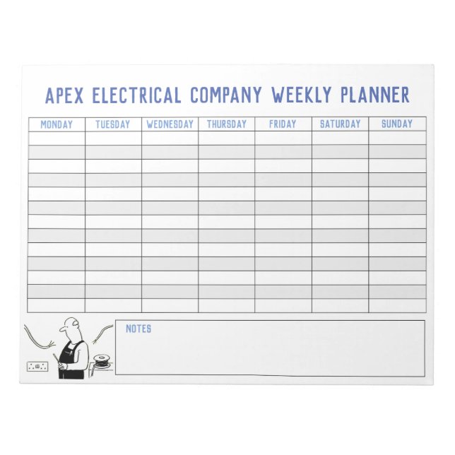 Elektroplaner Wöchentlich. Personalisierter Titel. Notizblock (Vorderseite)