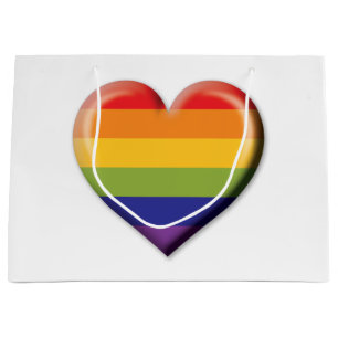 Elelgant Minimalistisch Rainbow Heart Design Große Geschenktüte