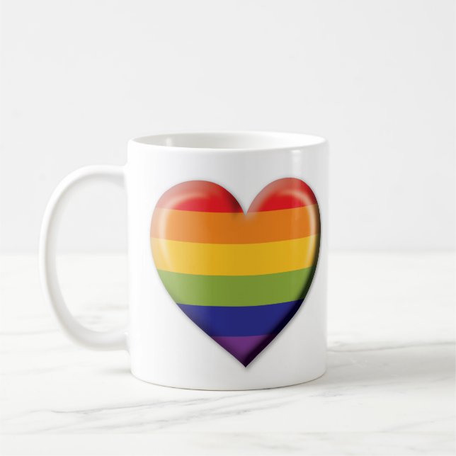 Elelgant Minimalistisch Rainbow Heart Design Kaffeetasse (Links)