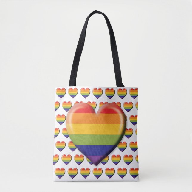 Elelgant Minimalistisch Rainbow Heart Design Tasche (Vorderseite)