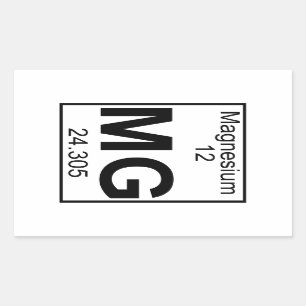 Element 012 - mg - Magnesium (vollständig) Rechteckiger Aufkleber