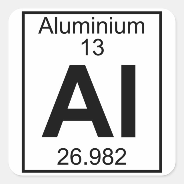 Element 013 - Al - Aluminium (vollständig) Quadratischer Aufkleber (Vorderseite)