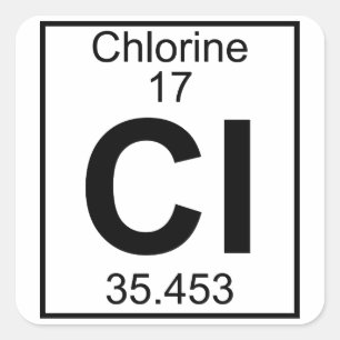Element 017 - Cl - Chlor (vollständig) Quadratischer Aufkleber
